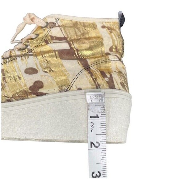 Desigual Elefante Canvas Wedge Sneakers Metalic Print Gold Fun Artsy Street 7.5 - Picture 12 of 13